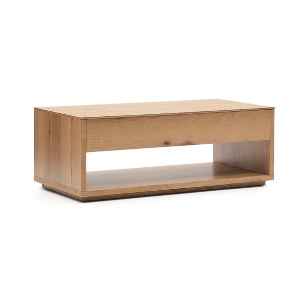 Natūralios spalvos kavos staliukas iš ąžuolo 60x120 cm Alguema – Kave Home-image-3