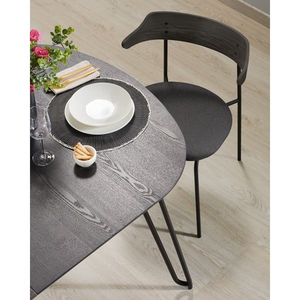 Prailginamas valgomojo stalas su uosio dekoro stalviršiu 90x140 cm Norfort – Kave Home-image-1