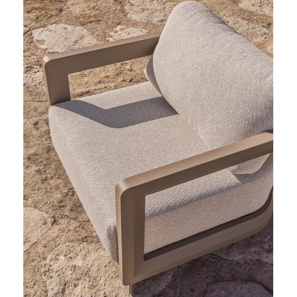 Kreminės spalvos/taupe spalvos paminkštinto audinio sodo krėslas Nerano – Kave Home-image-4