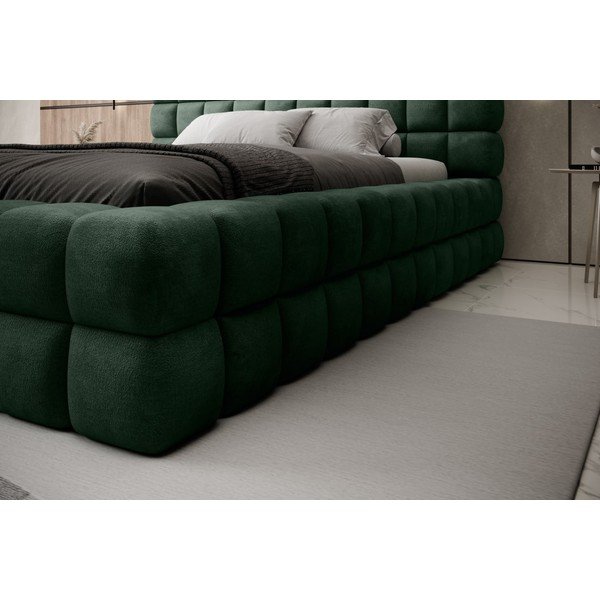 Tamsiai žalios spalvos dvigulė lova dengta audiniu su sandėliavimo vieta su lovos grotelėmis 180x200 cm Dizzle – ELTAP-image-4