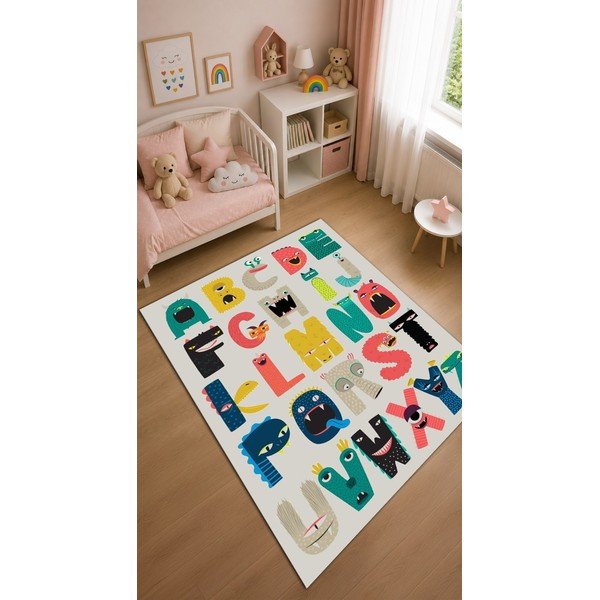 Skalbiamas vaikiškas kilimas 140x190 cm Alphabet – Mila Home-image-1