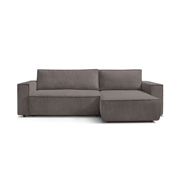 Taupe spalvos iš kordinio velveto sulankstoma/su sandėliavimo vieta kampinė sofa Nihad – Bobochic Paris-image-3