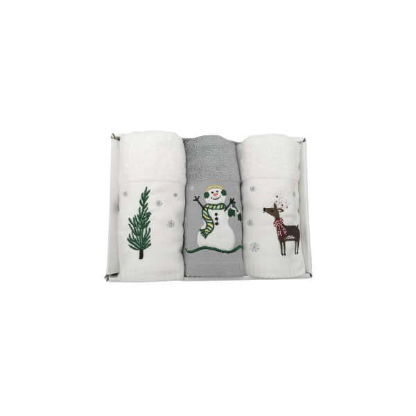 3 medvilninių rankšluosčių rinkinys su kalėdiniu motyvu Armada Merry, 45 x 70 cm