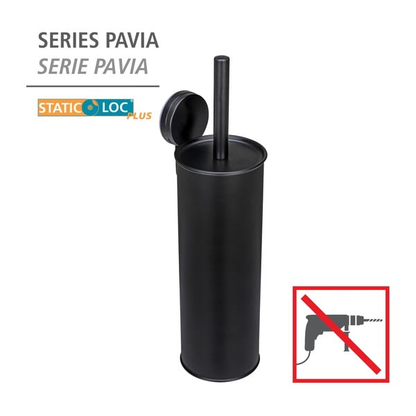 Klijuojamas iš plieno tualeto šepetys juodos spalvos Pavia – Wenko-image-2