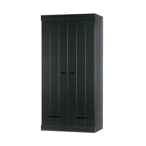 Juoda pušies medienos konstrukcijos spinta WOOOD Connect, 94 cm pločio-image-3