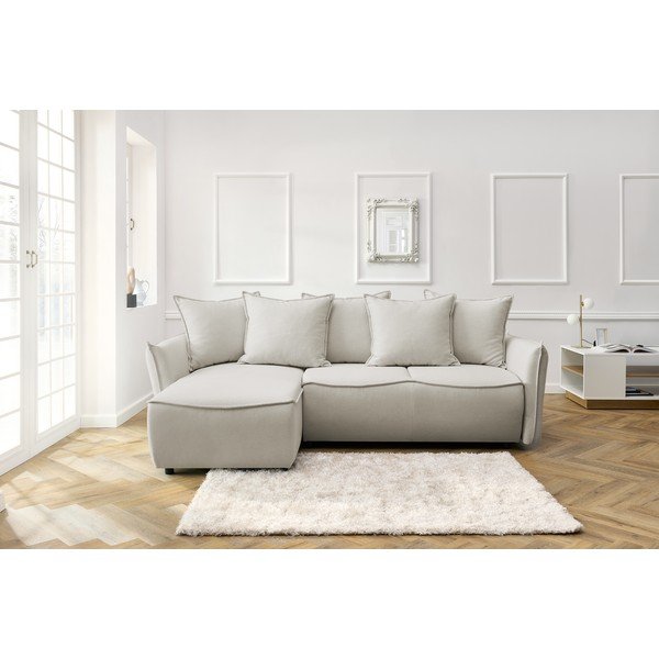 Sulankstoma kampinė sofa kreminės spalvos (su kairiuoju kampu) Leon – Bobochic Paris-image-1