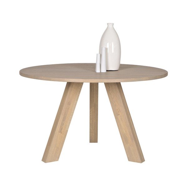 Valgomojo stalas iš balinto ąžuolo WOOOD Rhonda, Ø 129 cm-image-1