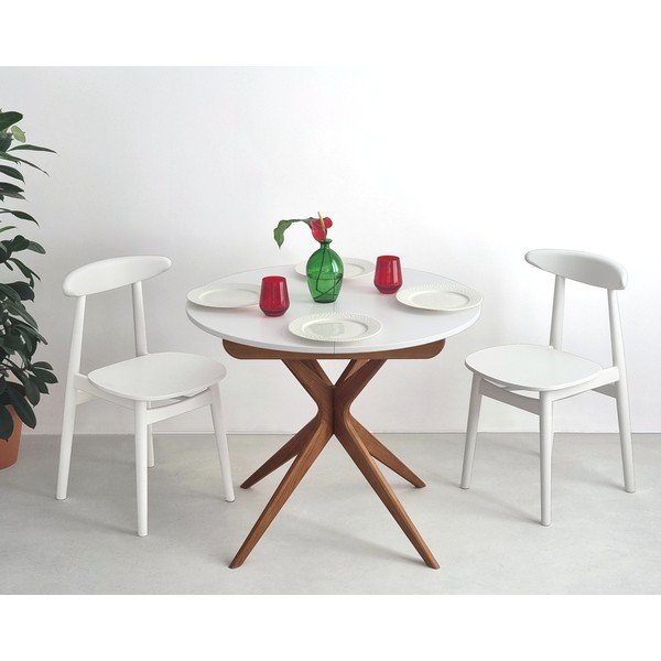 Apvalios formos prailginamas valgomojo stalas su papildomu stalviršiu ø 90 cm Jubi – Ragaba-image-3