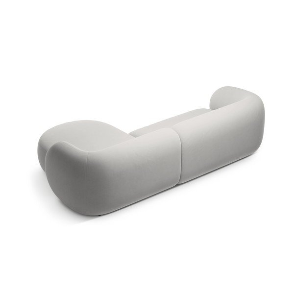 Šviesiai pilkos spalvos kampinė sofa iš velveto (su dešiniuoju kampu/su gultu) Kate – Micadoni -image-3