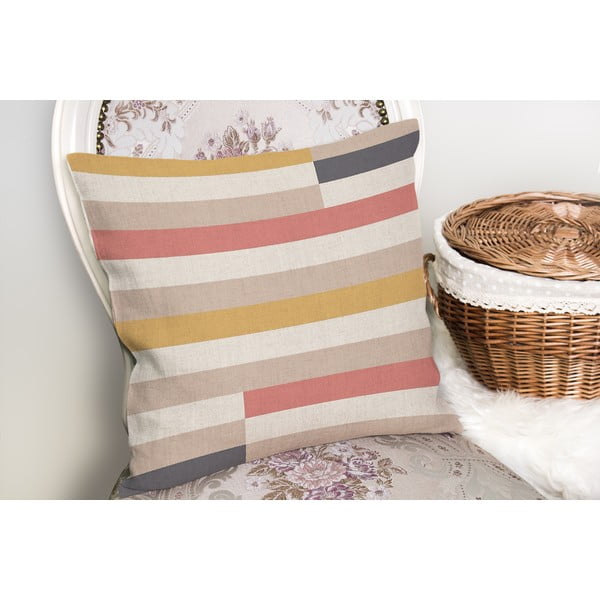 Dekoratyvinis pagalvės užvalkalas 43x43 cm Rosy Bandas – Mila Home-image-1