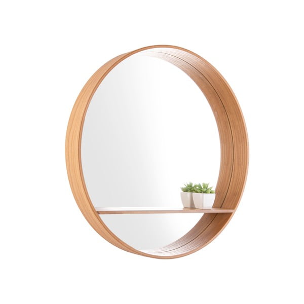 Sieninis veidrodis su lentyna mediniu rėmu ø 61 cm Sheer – PT LIVING-image-2