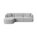 Šviesiai pilkos spalvos kampinė sofa iš kordinio velveto (su kairiuoju kampu/su gultu) Campi – Cosmopolitan Design