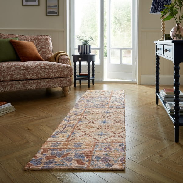 Rankų darbo iš džiuto mišinio kilimas natūralios spalvos 60x230 cm Taylor Patchwork – Flair Rugs-image-1
