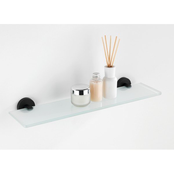 Sieninė stiklinė lentyna su matinio juodo nerūdijančio plieno rankenomis Wenko Bosio-image-2