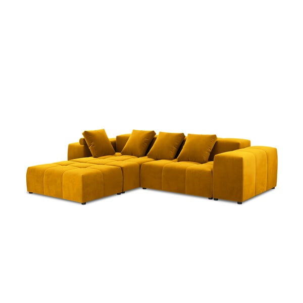 Geltono aksomo kampinė sofa (kintama) Rome Velvet - Cosmopolitan Design-image-2