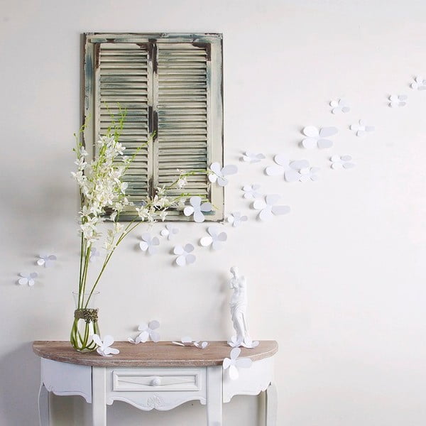 12 baltų lipnių 3D lipdukų rinkinys "Ambiance Flowers-image-1