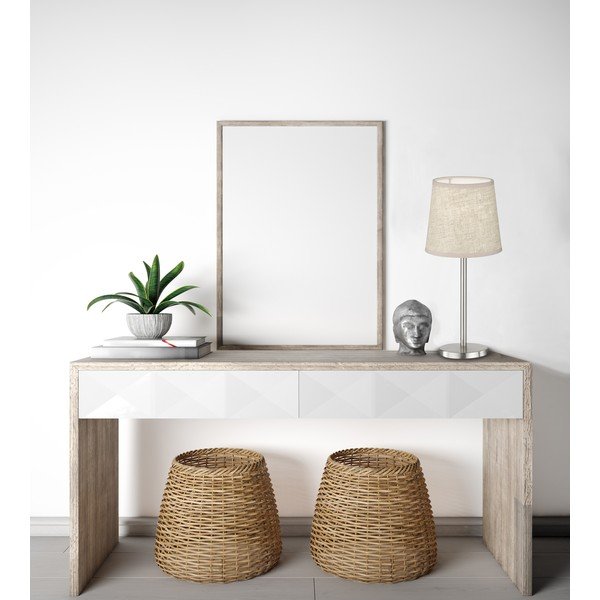 Stalinis šviestuvas smėlio spalvos/sidabrinės spalvos (aukštis 30 cm) su tekstiliniu gaubtu Eve – Fischer & Honsel-image-1