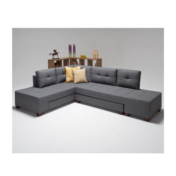 "Balcab Home" Bailey pilka kampinė sofa-lova, kairysis kampas-image-3