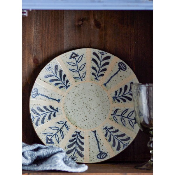 Iš akmens masės lėkštė šviesiai mėlynos spalvos/kreminės spalvos ø 21 cm Leonie – Bloomingville-image-2