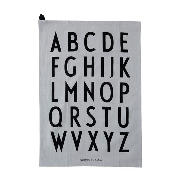 Pilkas medvilninis rankšluostis Design Letters Alphabet, 40 x 60 cm