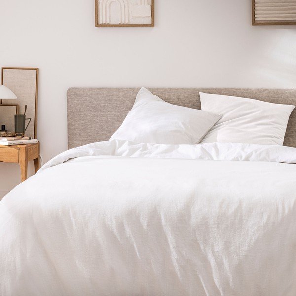 Baltos spalvos iš medvilnės dvigulė/itin ilga patalynė 3 dalių 240x220 cm Meline – douceur d'intérieur-image-1