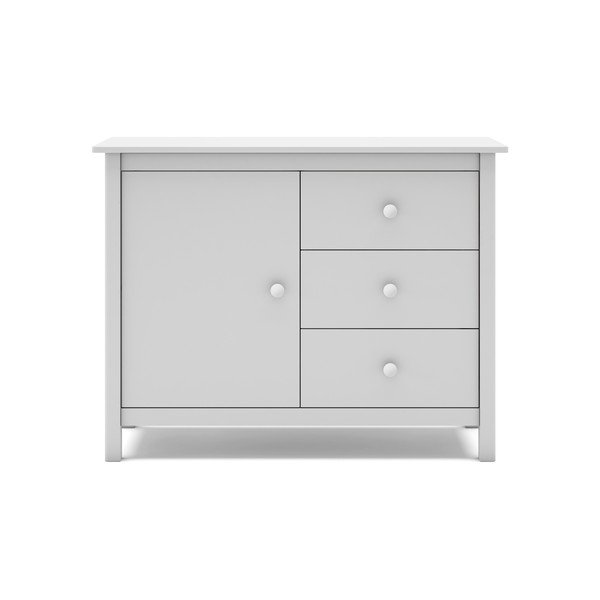 Balta žema vaikiška komoda iš pušies medienos 90x80 cm Max - Marckeric-image-2