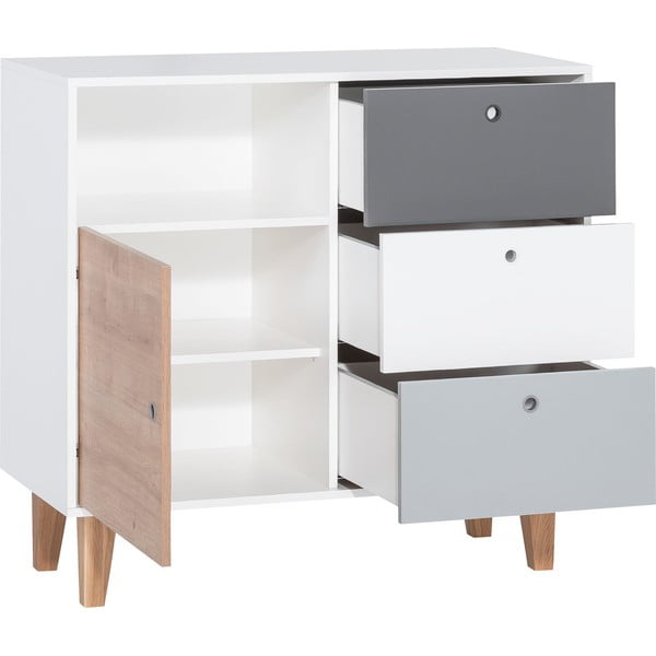 Balta ir pilka komoda su geltonomis detalėmis Vox Concept-image-2