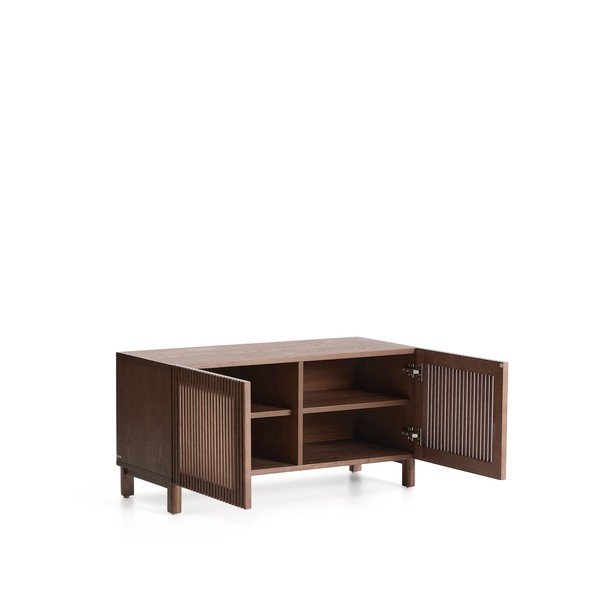 Tamsiai rudos spalvos spintelė batams iš uosio 98x50x43 cm Beyla – Kave Home-image-3