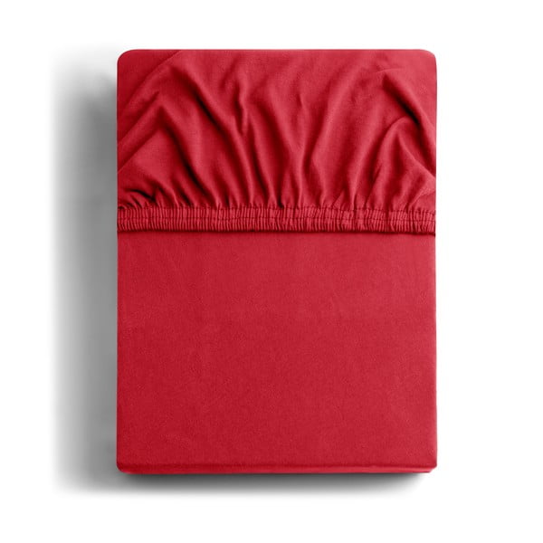 Raudona mikropluošto elastinė paklodė DecoKing Amber Collection, 180/200 x 200 cm