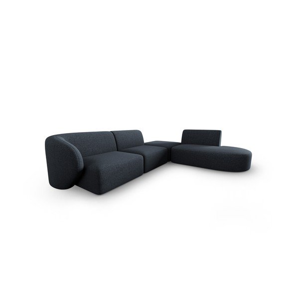 Mėlynos spalvos iš šenilinio audinio kampinė sofa (su dešiniuoju kampu/„L“ formos) Paolo – Milo Casa-image-2
