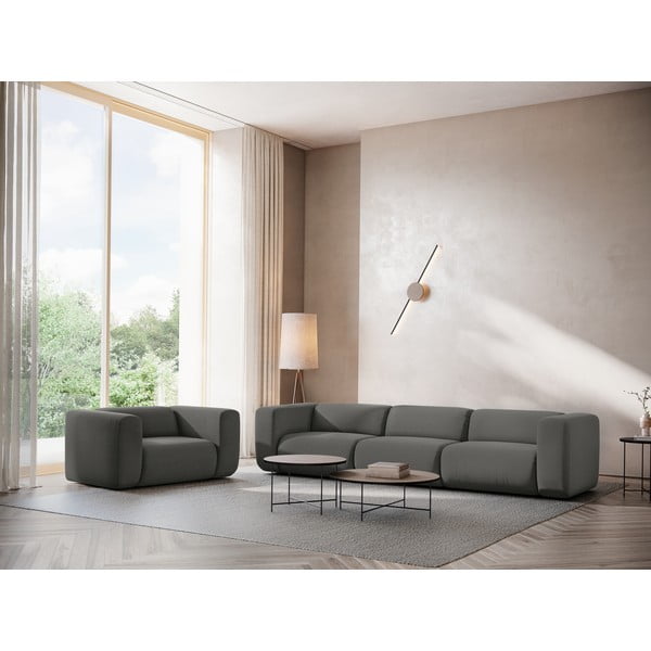 Pilkos spalvos iš velveto sofa 228 cm Ekahi – Makamii-image-1