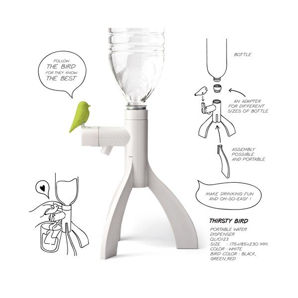 "Thirsty Bird" vandens laikiklis, žalias