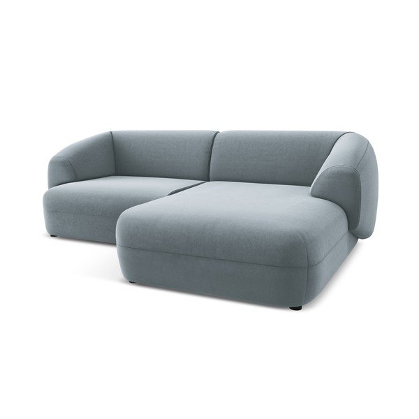 Šviesiai mėlynos spalvos iš velveto kampinė sofa (su dešiniuoju kampu) Moana – Makamii-image-4