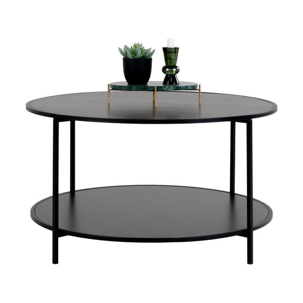 Apvalios formos kavos staliukas juodos spalvos su juodu stalviršiu ø 80 cm Vita – House Nordic-image-2