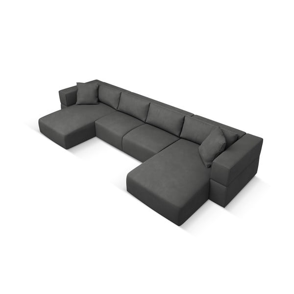 Kampinė sofa tamsiai pilkos spalvos („U“ formos) Esther – Milo Casa-image-2