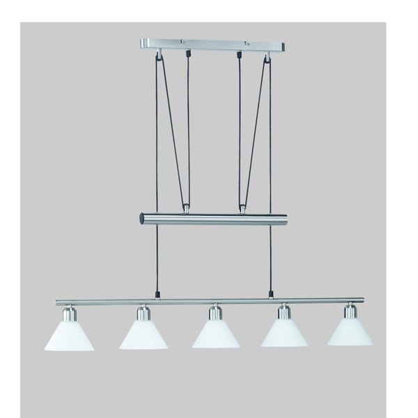 Sidabrinės spalvos kabantis šviestuvas su stiklo gaubtu Stamina – Trio-image-1