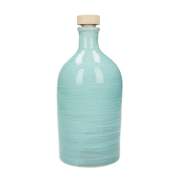 Turkio spalvos keraminis butelis aliejui Brandani Maiolica, 500 ml