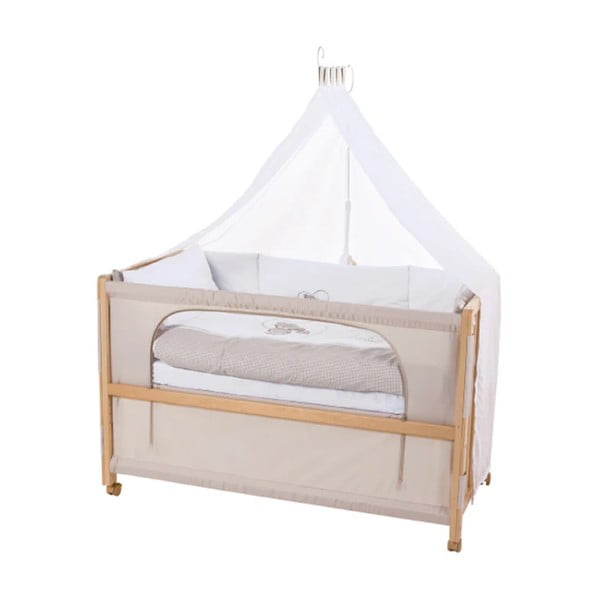 Vaikiška lovelė natūralios spalvos ant ratukų/su baldakimu 60x120 cm Liebhabär – Roba-image-1