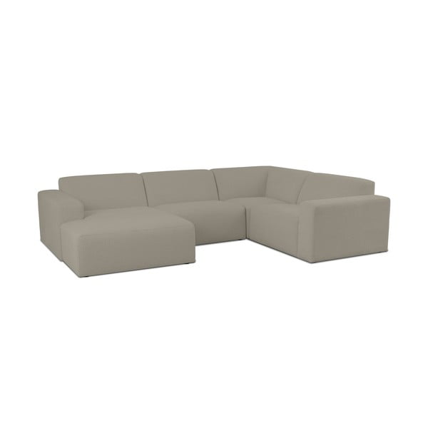 Iš boucle kampinė sofa šviesiai rudos spalvos („U“ formos) Roxy – Scandic-image-1