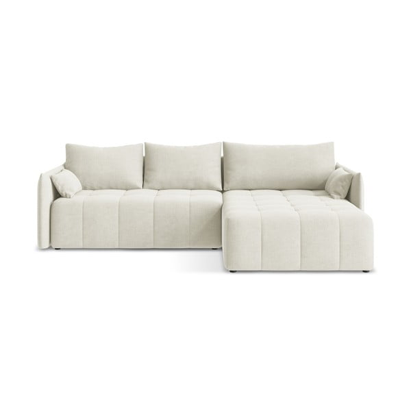 Smėlio spalvos sulankstoma/su sandėliavimo vieta kampinė sofa (su dešiniuoju kampu/su gultu) Moku – Makamii