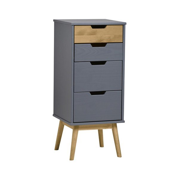 Pilka pušies masyvo komoda Marckeric Baku, 94 cm aukščio-image-1