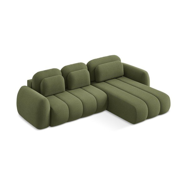 Žalios spalvos iš boucle sulankstoma/su sandėliavimo vieta kampinė sofa (su dešiniuoju kampu/su gultu) Pele – Makamii-image-4