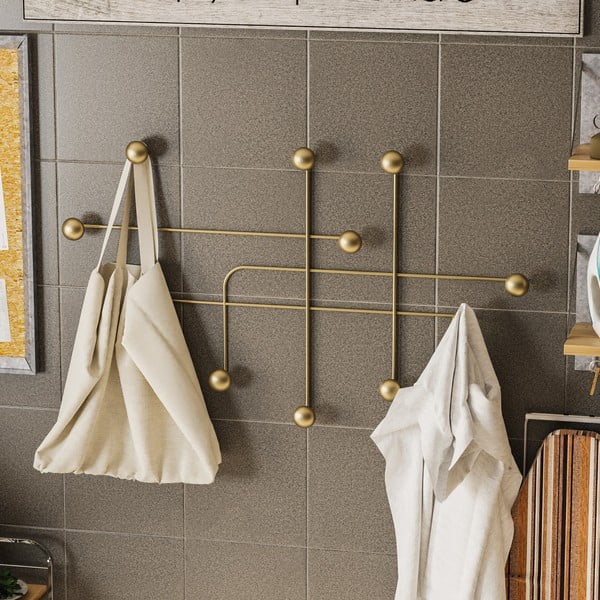 Iš metalo sieninė lentyna auksinės spalvos Dama – Kalune Design-image-3