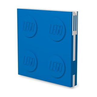 Mėlynas kvadratinis sąsiuvinis su geliniu rašikliu LEGO®, 15,9 x 15,9 cm