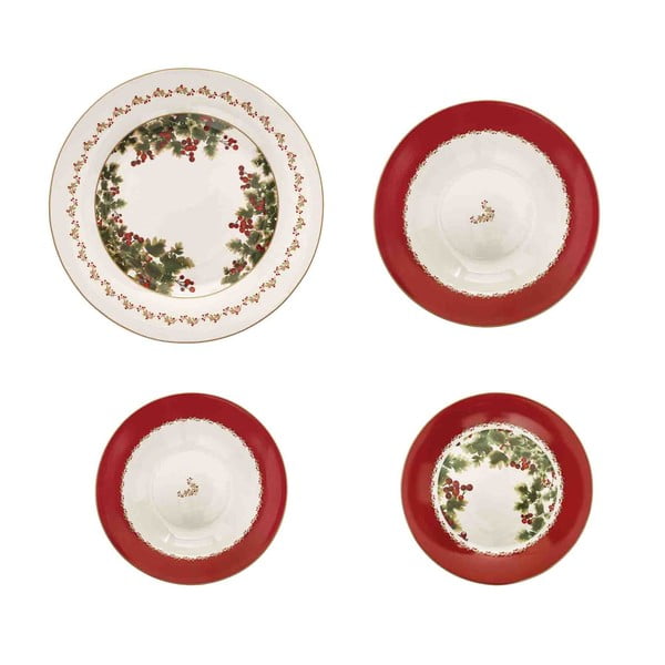 18 dalių porcelianinis indų rinkinys su Kalėdų motyvu Brandani Le Bacche