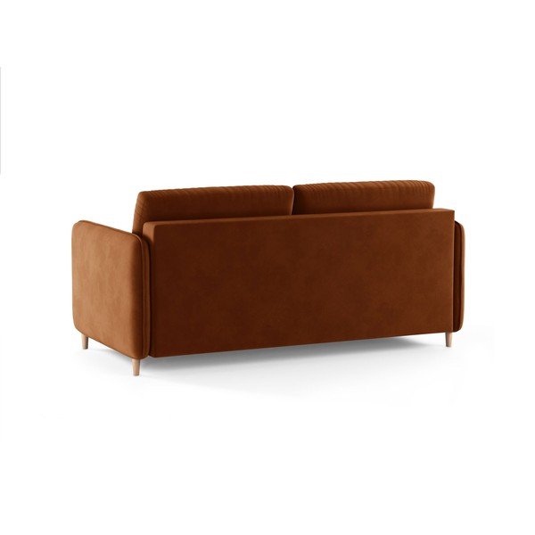 Terakotos spalvos sofa miegojimui iš velveto 184 cm – Micadoni -image-3