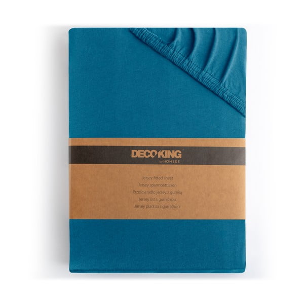 Smaragdinės spalvos iš Jersey audinio paklodė su guma 220x200 cm Amber – Restilo-image-4