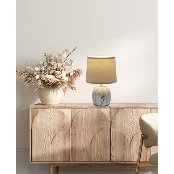 Stalinis šviestuvas kreminės spalvos (aukštis 25 cm) su tekstiliniu gaubtu Adelina – Candellux Lighting-image-1