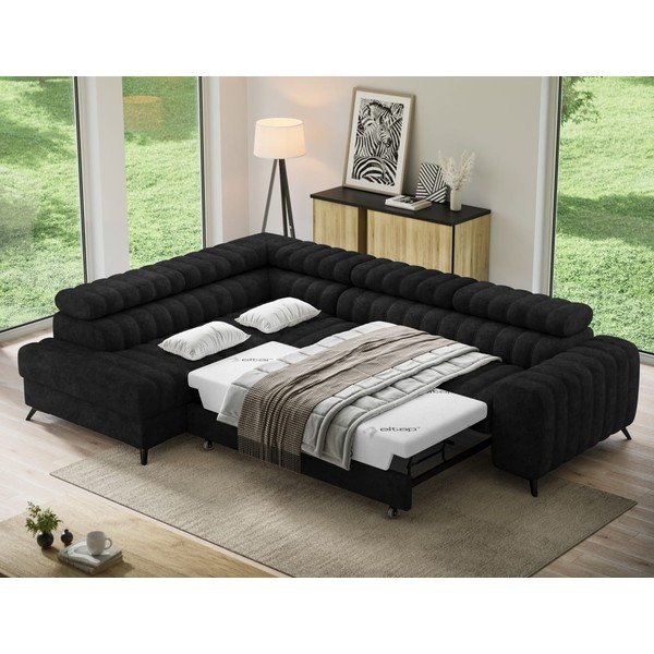 Tamsiai pilkos spalvos kampinė sofa iš velveto (su kairiuoju kampu/„L“ formos) Kanedo – ELTAP-image-4