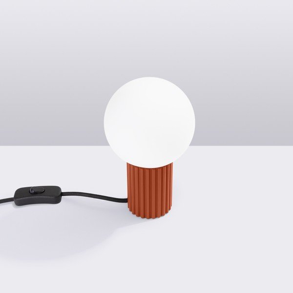 Oranžinės spalvos stalinis šviestuvas (aukštis 19 cm) su stiklo gaubtu Orbital – Sollux-image-2